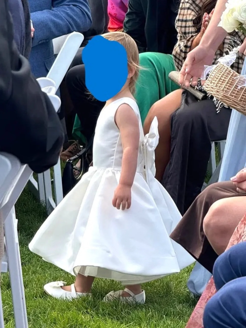Ivory V-Neck Flower Girl or Baptism Dress